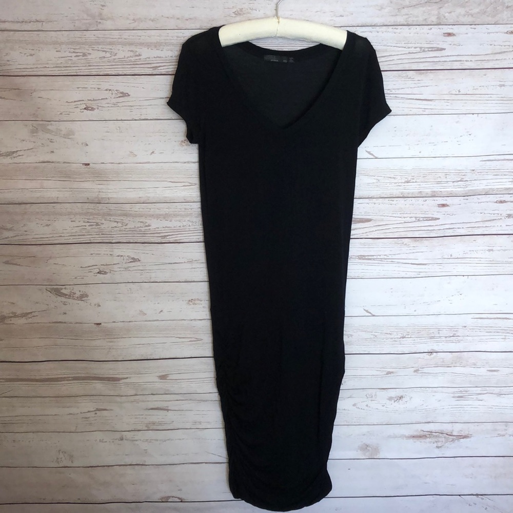 Prana Black Drop Waist Ruched Stretch Dress XS